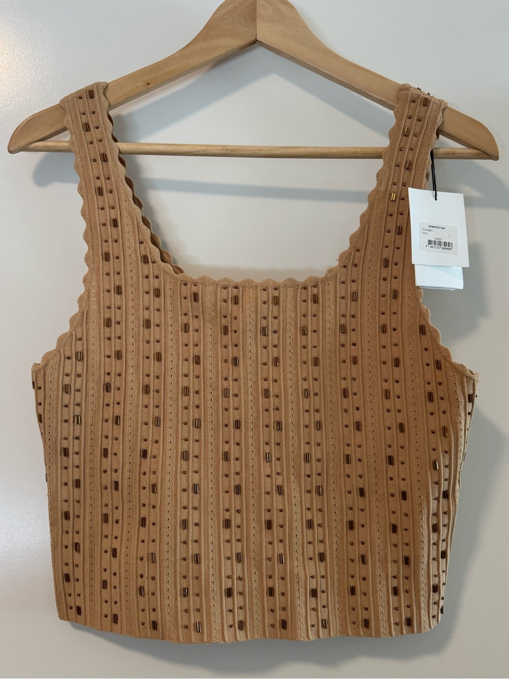 NWT Sandro Paris Chicago Beaded Ribbed Knit Tank Top Size 3 L